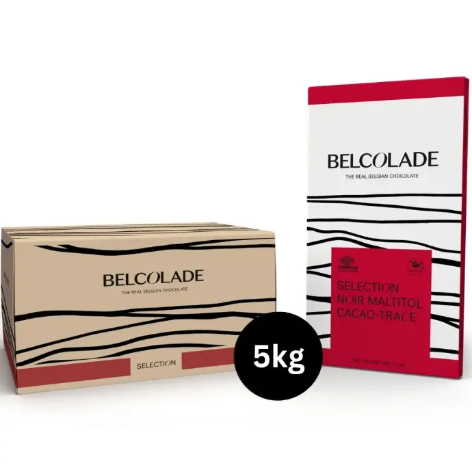 "CT C501MALT/J BLOCKS FP 5X5KG CAR AP GRB Belcolade Dark Chocolate, Selection, Sugar Free, Sustainable Cacao - Trace"