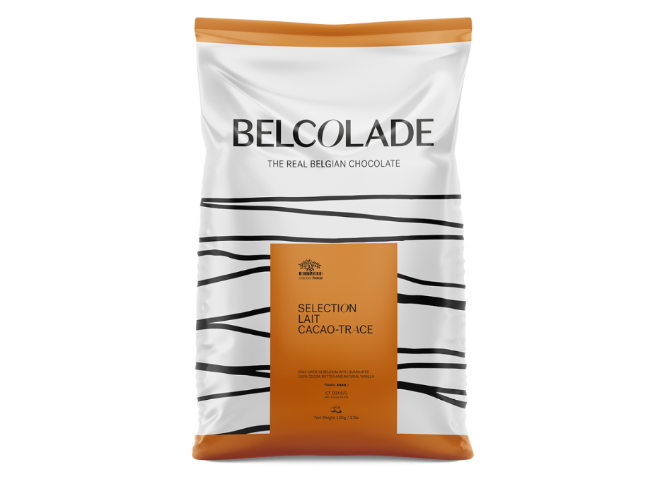 "CT O3X5/G DROPS 15KG BAG AP GRB Belcolade Milk Chocolate, Selection, Lait Selection, Sustainable Cacao - Trace"