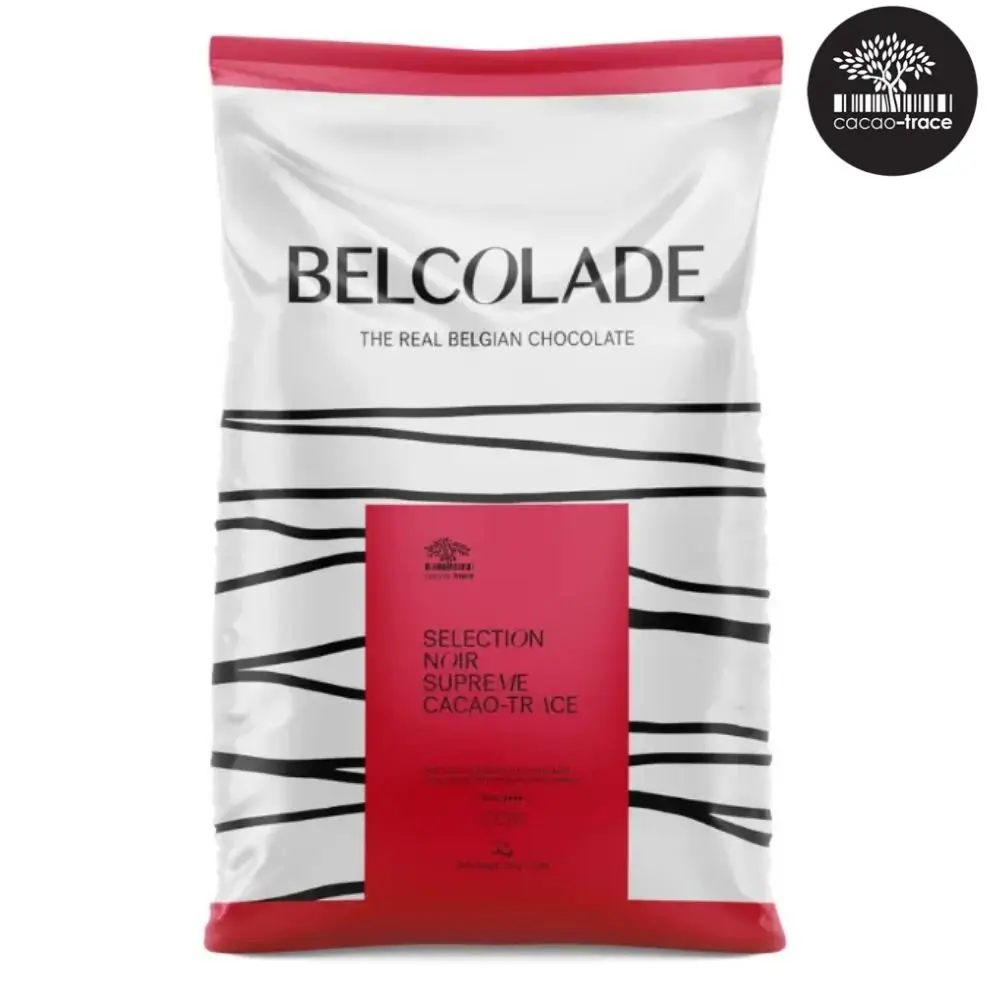 "CT E740/J DROPS 15KG BAG AP GRB Belcolade Dark Chocolate, Selection, Noir Supreme, Sustainable Cacao - Trace"