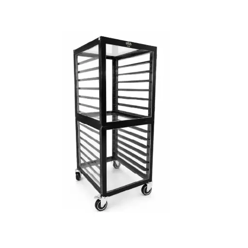 [AT 002] 18 Tiers Aluminium Trolley With Closed Door 625*485*1698Mm, Aluminium Alloy, Hard Anodized (Black)