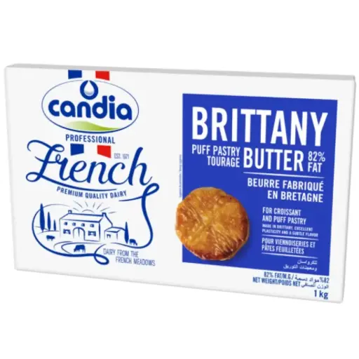 [1594700] Candia Professionnel 82% Fat Brittany  Butter Puff Pastry Butter 1kg Sheet